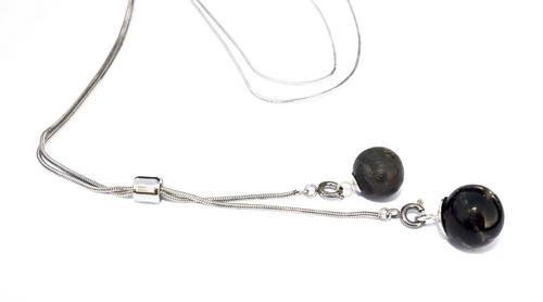 Lariat RVS ketting met 2 as in glaskralen